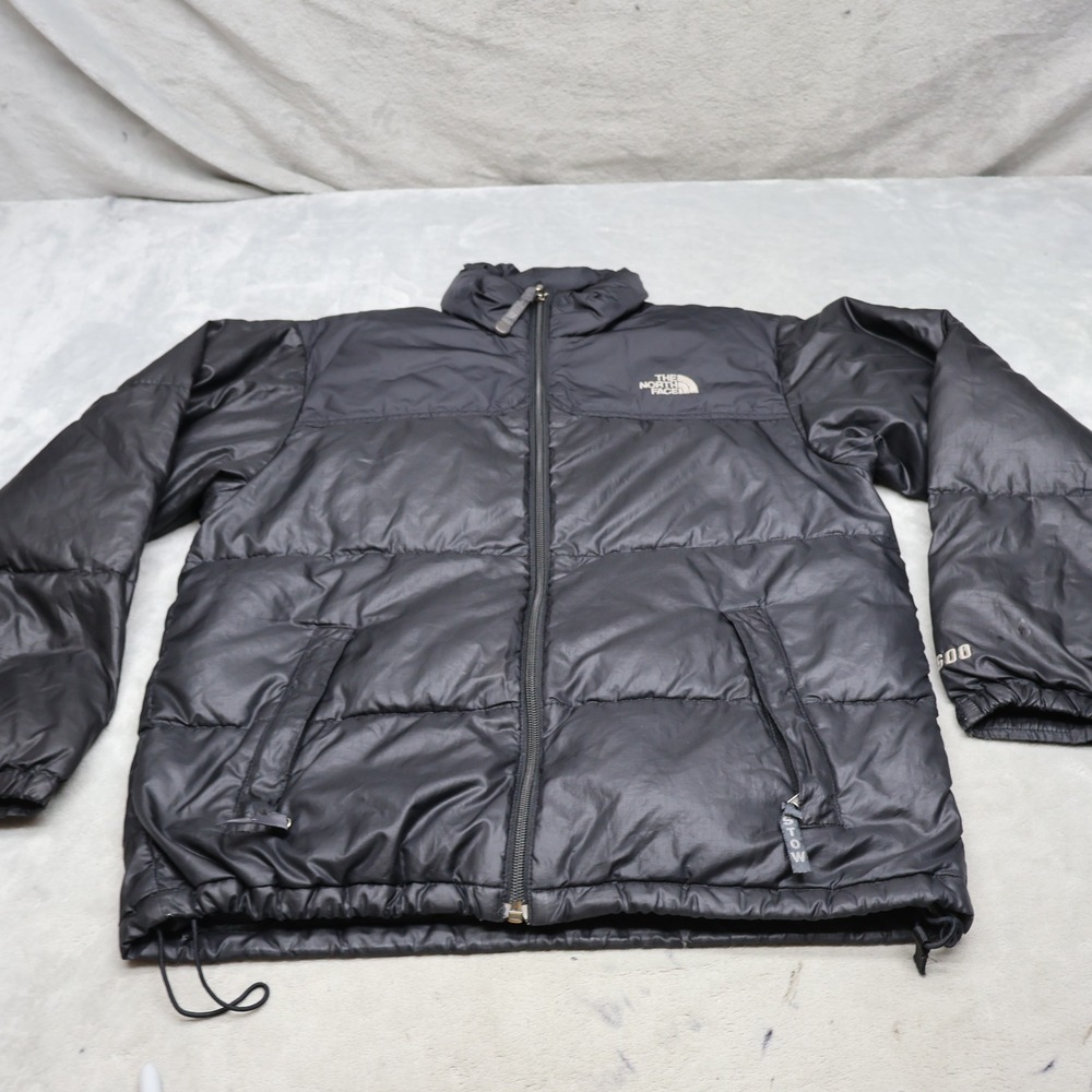 North Face Down Jacket Boys Large Black 600 Fill Insulated Retro Nuptse Puffer